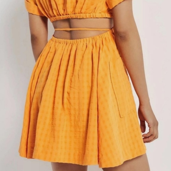 Anthropologie Vibrant Orange Wrap Mini Dress With Cut Out Size Medium. - Picture 5 of 12